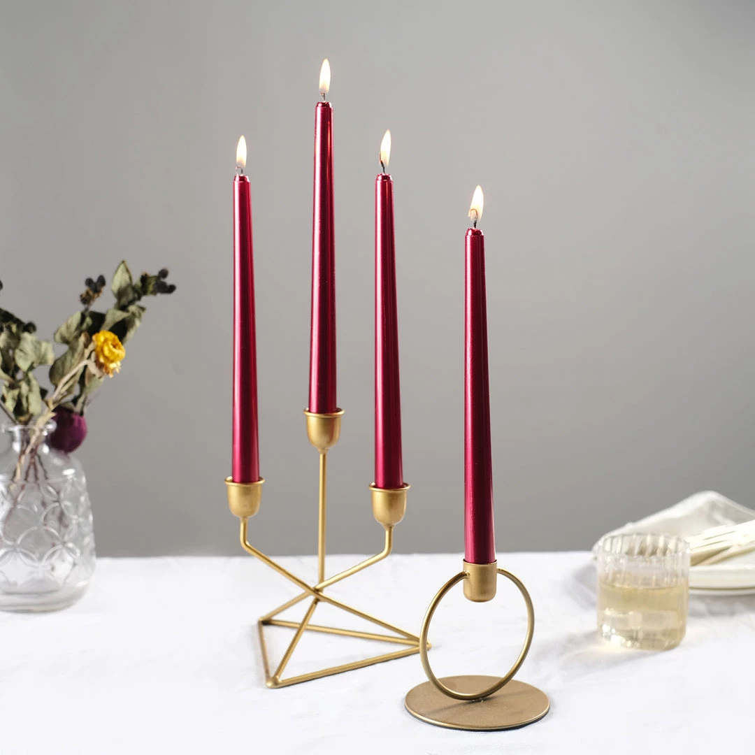 HIER_3820 12 Pack | Metallic Red 10" Premium Wax Taper Candles, Unscented Candlesticks Chargers & Centerpieces 1 HIER_3820 12 Pack | Metallic Red 10" Premium Wax Taper Candles, Unscented Candlesticks Chargers & Centerpieces