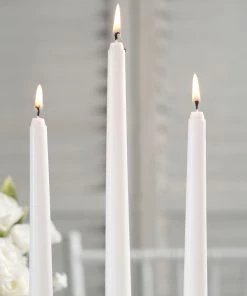HIER_3820 12 Pack | White 10" Premium Wax Taper Candles, Unscented Candlesticks