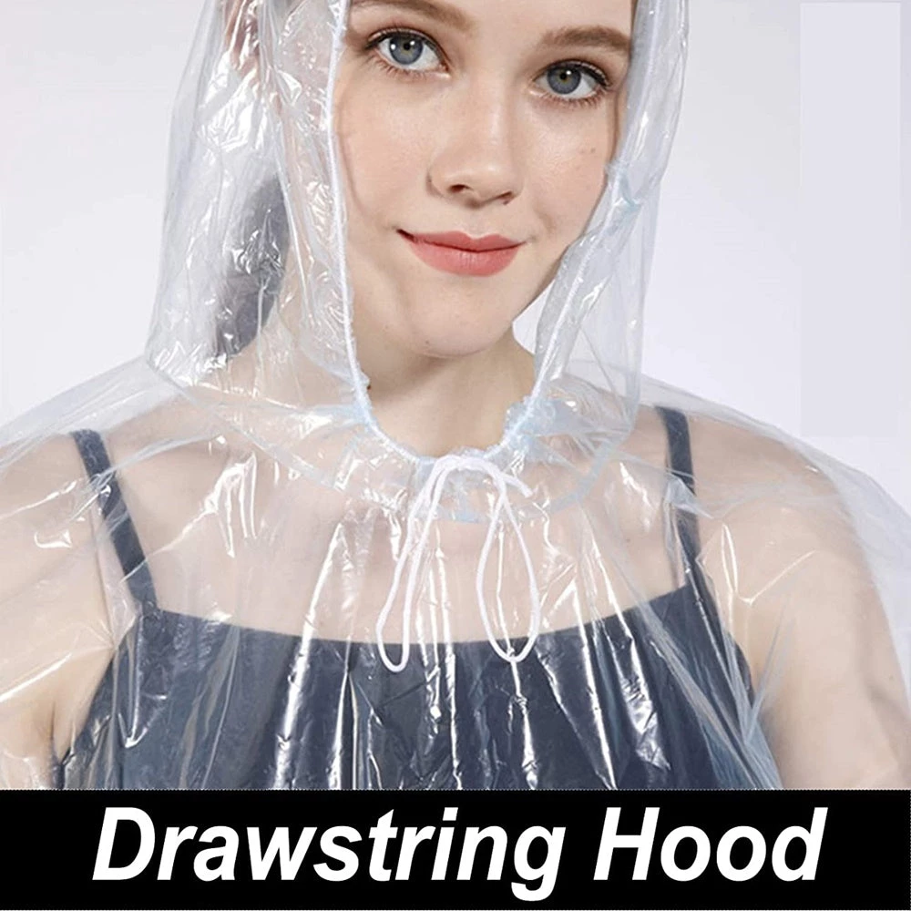 Tableclothsfactory Big Clearance Sale 100% Waterproof Unisex Plastic Raincoat And Hood, One Size Disposable Rain Poncho 7 Tableclothsfactory Big Clearance Sale 100% Waterproof Unisex Plastic Raincoat And Hood, One Size Disposable Rain Poncho