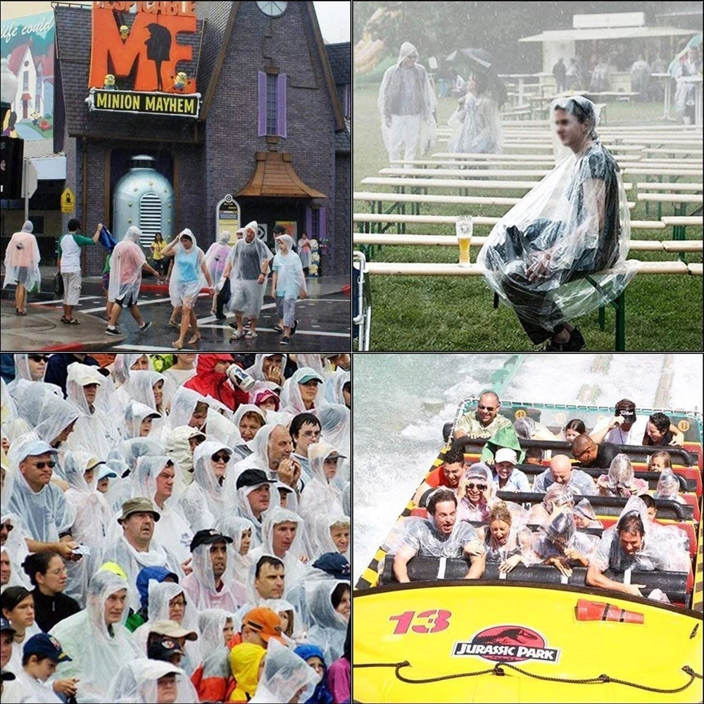 Tableclothsfactory Big Clearance Sale 100% Waterproof Unisex Plastic Raincoat And Hood, One Size Disposable Rain Poncho 5 Tableclothsfactory Big Clearance Sale 100% Waterproof Unisex Plastic Raincoat And Hood, One Size Disposable Rain Poncho