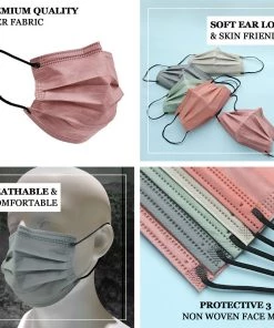 Tableclothsfactory 50 Pack | 3 Ply Assorted Colors Disposable Face Mask Non Woven Mask With Ear Loop 19 Tableclothsfactory 50 Pack | 3 Ply Assorted Colors Disposable Face Mask Non Woven Mask With Ear Loop