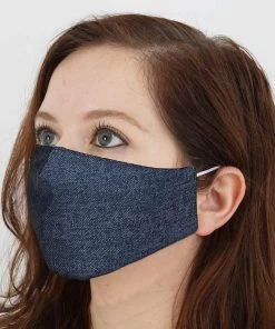 Tableclothsfactory Big Clearance Sale 5 Pack | 2 Ply Blue Denim Ultra Soft 100% Organic Cotton Face Masks, Reusable Fabric Masks With Soft Ear Loops