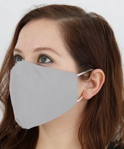 Tableclothsfactory 5 Pack | 2 Ply Silver Ultra Soft 100% Organic Cotton Face Masks, Reusable Fabric Masks With Soft Ear Loops