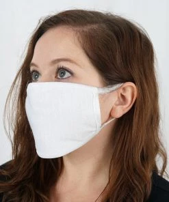 Tableclothsfactory 30 Pack | 3 Ply White Cotton Face Mask, Reusable Fabric Masks With Soft Ear Loops