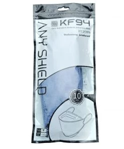 Tableclothsfactory Masks & PPE 10 Pack | Denim Blue Breathable KF94 Face Mask, 3D Fish-Design Mouth Shields For Adult, 4-Layer Protective Face Masks With Adjustable Nose Clip