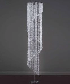 HIER_4400 48" Acrylic Diamond Hanging Spiral Chandelier, Free Standing Centerpiece + Free Stand, Poles & Hanging Chains