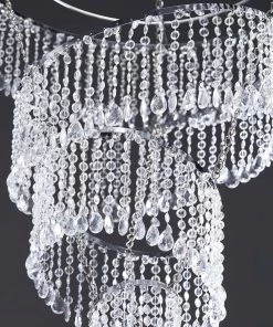 HIER_4400 24" 4-Tier Acrylic Diamond Crystal Chandelier Hanging Pendant Lighting Chandelier