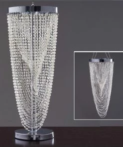 HIER_4400 Chargers & Centerpieces 30" Acrylic Diamond Free Standing Chandelier Centerpiece Or Hanging Chandelier + Free Stand, Poles & Hanging Chains