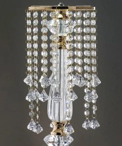 HIER_4400 Chargers & Centerpieces 28" Gold Acrylic Crystal Chain Flower Diamond Pendant Chandelier Stand - Short Strand