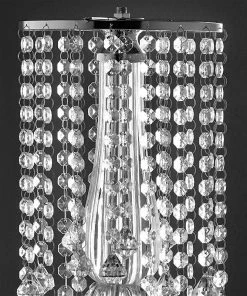 HIER_4400 22" Silver Acrylic Crystal Pendant Chain Flower Chandelier Stand - Long Strand