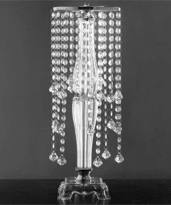 HIER_4400 22" Silver Acrylic Crystal Pendant Chain Flower Chandelier Stand - Long Strand