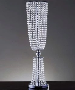HIER_4400 Chargers & Centerpieces 32" Silver Acrylic Crystal Pendant Chain Hourglass Chandelier Stand