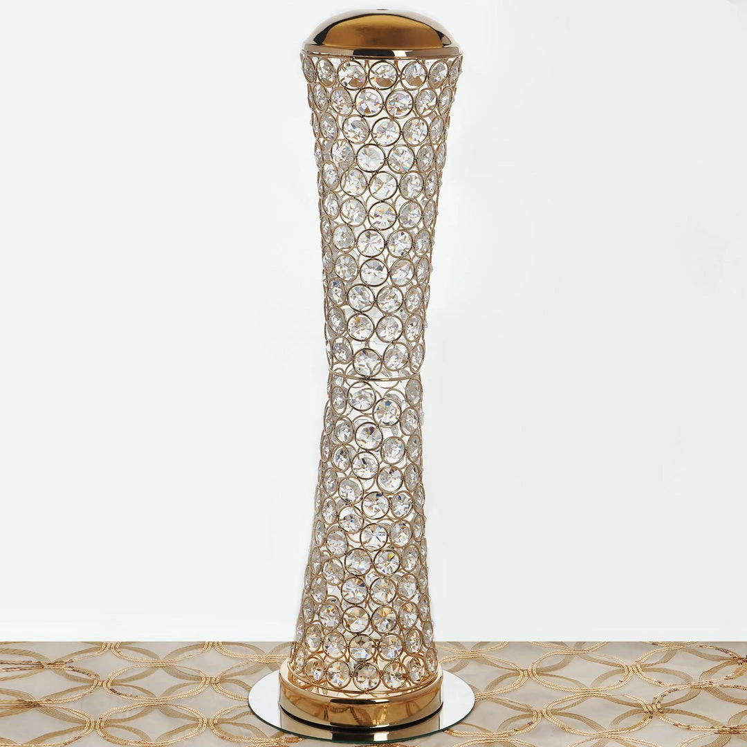 HIER_4400 24" Metallic Gold & Crystal Beaded Hurricane Floral Vase Centerpiece Chargers & Centerpieces 6 HIER_4400 24" Metallic Gold & Crystal Beaded Hurricane Floral Vase Centerpiece Chargers & Centerpieces