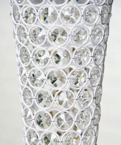 HIER_4400 24" White Metal & Crystal Beaded Hurricane Floral Vase Centerpiece Chargers & Centerpieces 18 HIER_4400 24