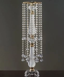 HIER_4400 Chargers & Centerpieces 28" Tall Gold Hanging Crystal Teardrops Chandelier Stand Centerpiece