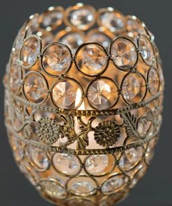 HIER_4310 2 Pack | 18" Tall Gold Silver Metal Goblet Acrylic Crystal Votive Candle Holder Set Chargers & Centerpieces