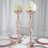 HIER_4310 2 Pack | 23" Blush/Rose Gold Reversible Votive Candle Holder Set Flower Ball Pedestal Stand Chargers & Centerpieces