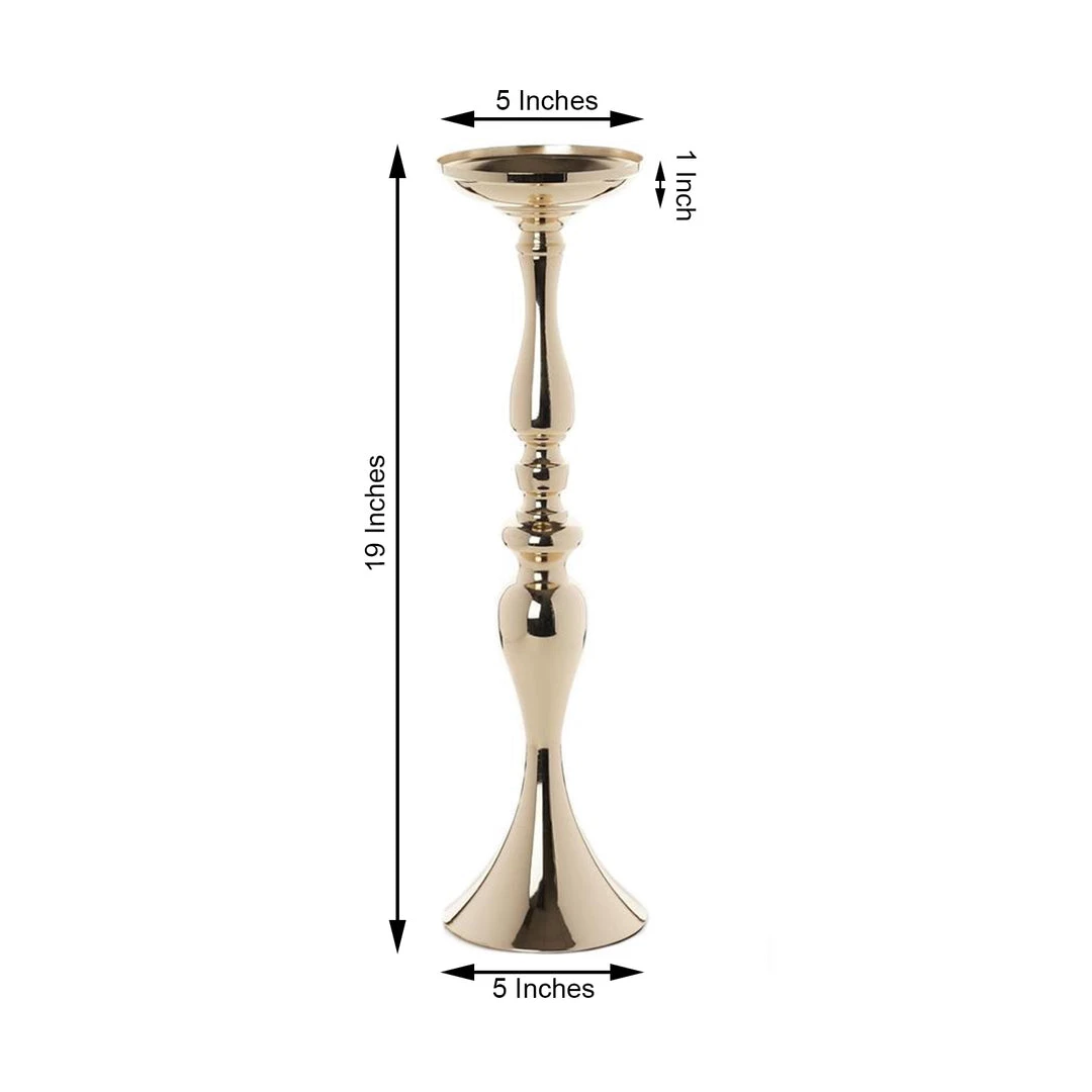 HIER_4400 2 Pack | 19" Tall Gold Metal Flower Vase, Reversible Candle Holder Set 3 HIER_4400 2 Pack | 19" Tall Gold Metal Flower Vase, Reversible Candle Holder Set