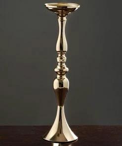 HIER_4400 2 Pack | 19" Tall Gold Metal Flower Vase, Reversible Candle Holder Set 14 HIER_4400 2 Pack | 19