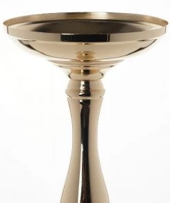 HIER_4400 2 Pack | 19" Tall Gold Metal Flower Vase, Reversible Candle Holder Set