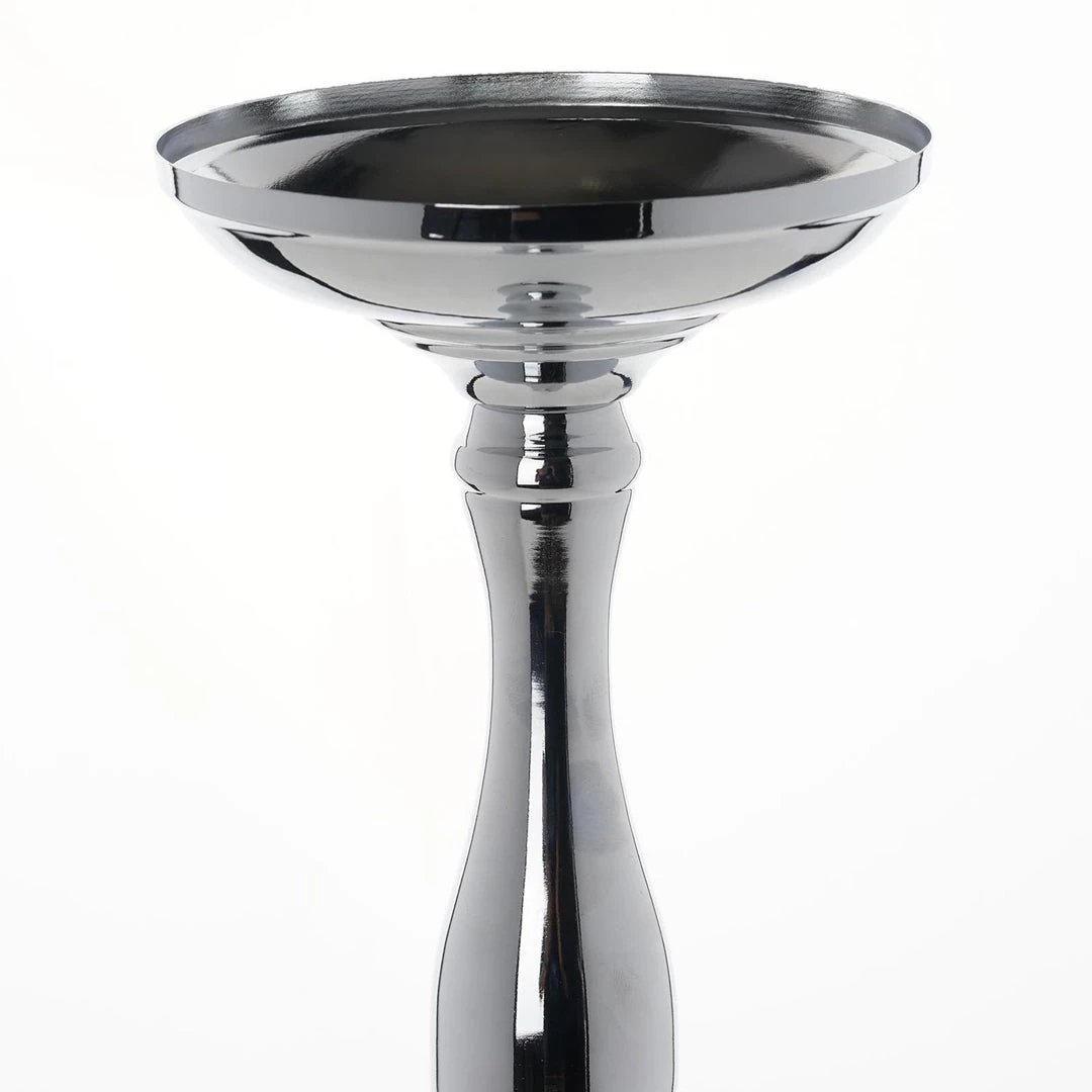 HIER_4400 Chargers & Centerpieces 2 Pack | 19" Tall Silver Metal Flower Vase, Reversible Candle Holders 2 HIER_4400 Chargers & Centerpieces 2 Pack | 19" Tall Silver Metal Flower Vase, Reversible Candle Holders