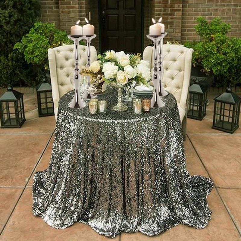 HIER_4400 Chargers & Centerpieces 2 Pack | 19" Tall Silver Metal Flower Vase, Reversible Candle Holders 6 HIER_4400 Chargers & Centerpieces 2 Pack | 19" Tall Silver Metal Flower Vase, Reversible Candle Holders
