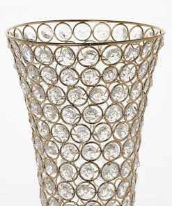 HIER_4400 Chargers & Centerpieces 2 Pack | Gold 22” Tall Crystal Beaded Trumpet Vase Set, Table Centerpiece 15 HIER_4400 Chargers & Centerpieces 2 Pack | Gold 22” Tall Crystal Beaded Trumpet Vase Set, Table Centerpiece
