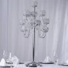 HIER_4340 40" Tall 13 Arm Silver Metal Crystal Beaded Candelabra Candle Holders, Goblet Votive Candle Holders Chargers & Centerpieces