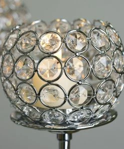 HIER_4340 40" Tall 13 Arm Silver Metal Crystal Beaded Candelabra Candle Holders, Goblet Votive Candle Holders Chargers & Centerpieces 21 HIER_4340 40