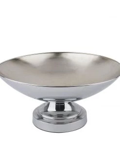 HIER_4820 Chargers & Centerpieces 15" Round Metallic Silver Pedestal Flower Pot Floating Candle Bowl, Display Dish 25 HIER_4820 Chargers & Centerpieces 15