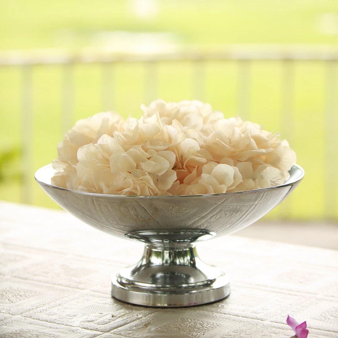 HIER_4820 Chargers & Centerpieces 15" Round Metallic Silver Pedestal Flower Pot Floating Candle Bowl, Display Dish 8 HIER_4820 Chargers & Centerpieces 15" Round Metallic Silver Pedestal Flower Pot Floating Candle Bowl, Display Dish