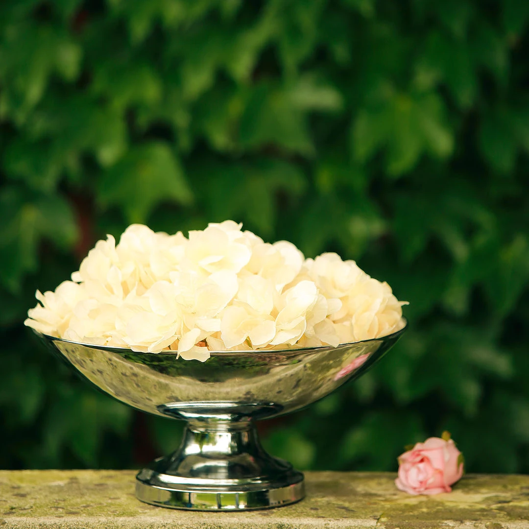 HIER_4820 Chargers & Centerpieces 15" Round Metallic Silver Pedestal Flower Pot Floating Candle Bowl, Display Dish 9 HIER_4820 Chargers & Centerpieces 15" Round Metallic Silver Pedestal Flower Pot Floating Candle Bowl, Display Dish