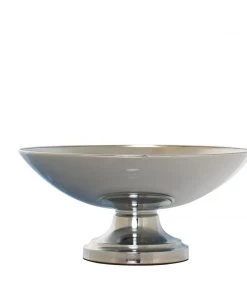 HIER_4820 Chargers & Centerpieces 15" Round Metallic Silver Pedestal Flower Pot Floating Candle Bowl, Display Dish 22 HIER_4820 Chargers & Centerpieces 15