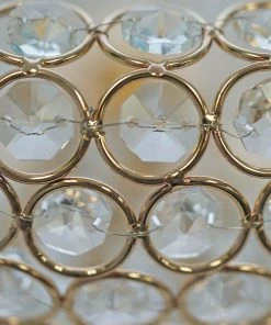 HIER_4400 9" Shiny Gold Acrylic 300 Crystal Beaded Pedestal Bowl Potpourri Vase Chargers & Centerpieces