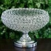 HIER_4400 9" Shiny Silver Acrylic 300 Crystal Beaded Pedestal Bowl Potpourri Vase Chargers & Centerpieces
