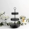 HIER_4110 Chargers & Centerpieces 23" Tall 3-Tier Black Metal Reversible Cupcake Stand, Dessert Holder, Display Serving Tray