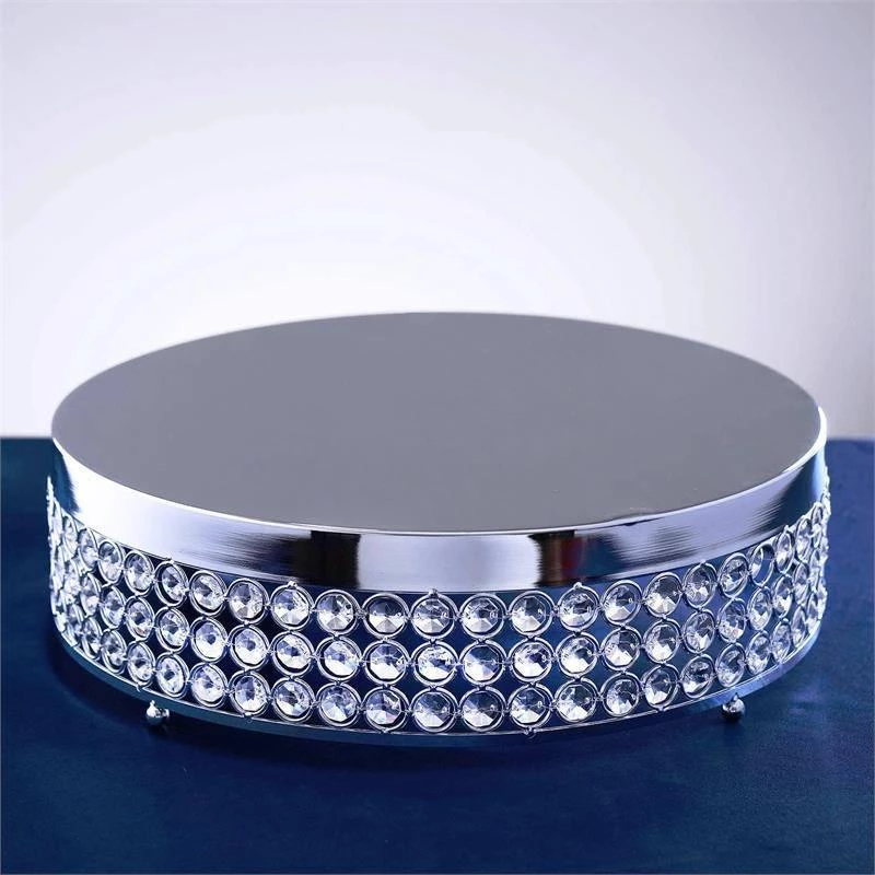 HIER_4400 Chargers & Centerpieces 13" Silver Crystal Beaded Metal Cake Stand Pedestal, Cupcake Display, Dessert Riser 1 HIER_4400 Chargers & Centerpieces 13" Silver Crystal Beaded Metal Cake Stand Pedestal, Cupcake Display, Dessert Riser