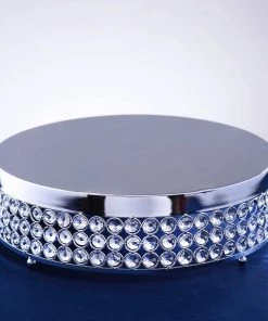 HIER_4400 Chargers & Centerpieces 13" Silver Crystal Beaded Metal Cake Stand Pedestal, Cupcake Display, Dessert Riser 12 HIER_4400 Chargers & Centerpieces 13