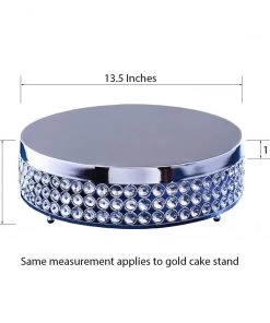 HIER_4400 Chargers & Centerpieces 13" Silver Crystal Beaded Metal Cake Stand Pedestal, Cupcake Display, Dessert Riser 9 HIER_4400 Chargers & Centerpieces 13