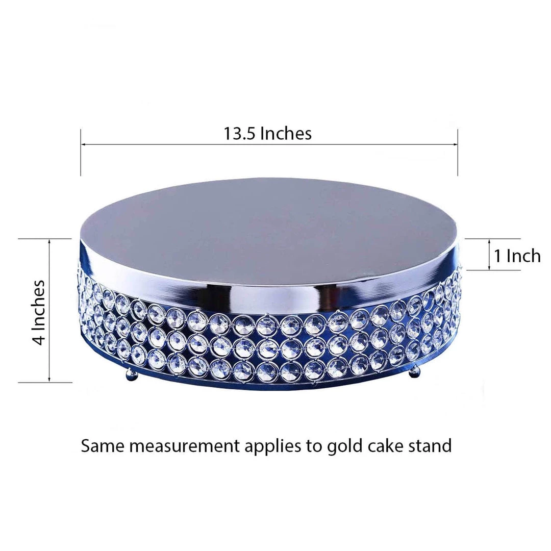 HIER_4400 Chargers & Centerpieces 13" Silver Crystal Beaded Metal Cake Stand Pedestal, Cupcake Display, Dessert Riser 3 HIER_4400 Chargers & Centerpieces 13" Silver Crystal Beaded Metal Cake Stand Pedestal, Cupcake Display, Dessert Riser