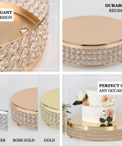 HIER_4400 Chargers & Centerpieces 13" Silver Crystal Beaded Metal Cake Stand Pedestal, Cupcake Display, Dessert Riser 10 HIER_4400 Chargers & Centerpieces 13