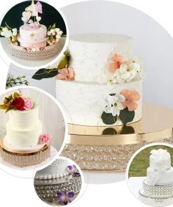 HIER_4400 Chargers & Centerpieces 13" Silver Crystal Beaded Metal Cake Stand Pedestal, Cupcake Display, Dessert Riser 11 HIER_4400 Chargers & Centerpieces 13