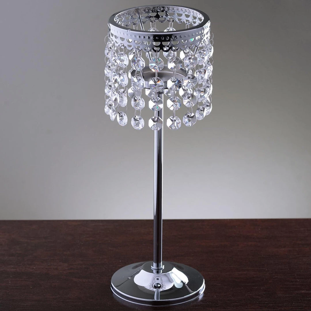 HIER_4310 12" Silver Crystal Beaded Chandelier Votive Pillar Candle Holder, Metal Tealight Candle Stand Chargers & Centerpieces 2 HIER_4310 12" Silver Crystal Beaded Chandelier Votive Pillar Candle Holder, Metal Tealight Candle Stand Chargers & Centerpieces