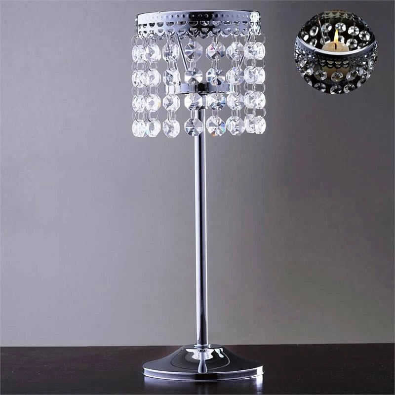 HIER_4310 12" Silver Crystal Beaded Chandelier Votive Pillar Candle Holder, Metal Tealight Candle Stand Chargers & Centerpieces 1 HIER_4310 12" Silver Crystal Beaded Chandelier Votive Pillar Candle Holder, Metal Tealight Candle Stand Chargers & Centerpieces