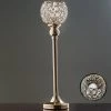 HIER_4400 Chargers & Centerpieces 16" Tall Gold Crystal Votive Pillar Candle Holder, Metal Tealight Round Candle Stand