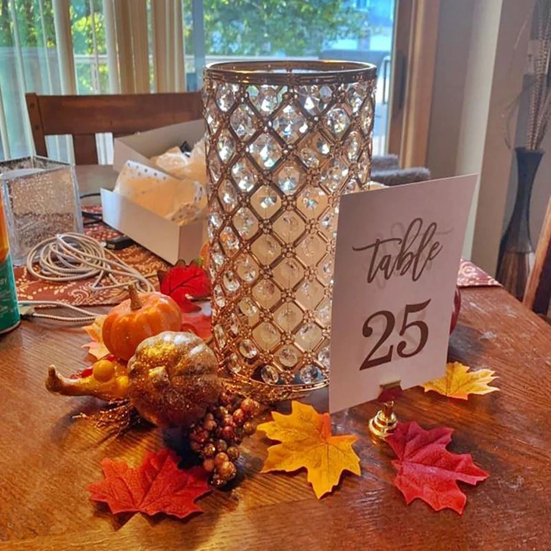 HIER_4310 Chargers & Centerpieces 2 Pack | 9” Gold Metal Crystal Beaded Pillar Votive Candle Holder Set, Multipurpose Crystal Flower Stem Vase 2 HIER_4310 Chargers & Centerpieces 2 Pack | 9” Gold Metal Crystal Beaded Pillar Votive Candle Holder Set, Multipurpose Crystal Flower Stem Vase