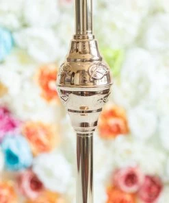 HIER_4340 DIY Adjustable Gold Pearl Beaded Table Floor Candelabra Centerpiece, Metal With Crystal Chandelier Pendants Chargers & Centerpieces