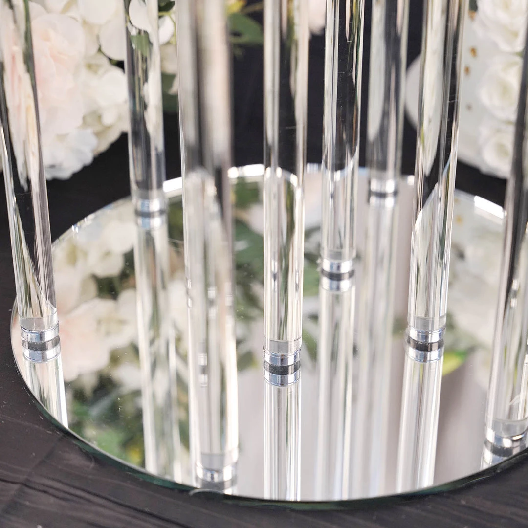 HIER_4340 47" Clear 10 Arm Crystal Cluster Round Taper Candelabra, Candle Holder For Votive, Pillar Or LED Candles With Mirror Base 10 HIER_4340 47" Clear 10 Arm Crystal Cluster Round Taper Candelabra, Candle Holder For Votive, Pillar Or LED Candles With Mirror Base