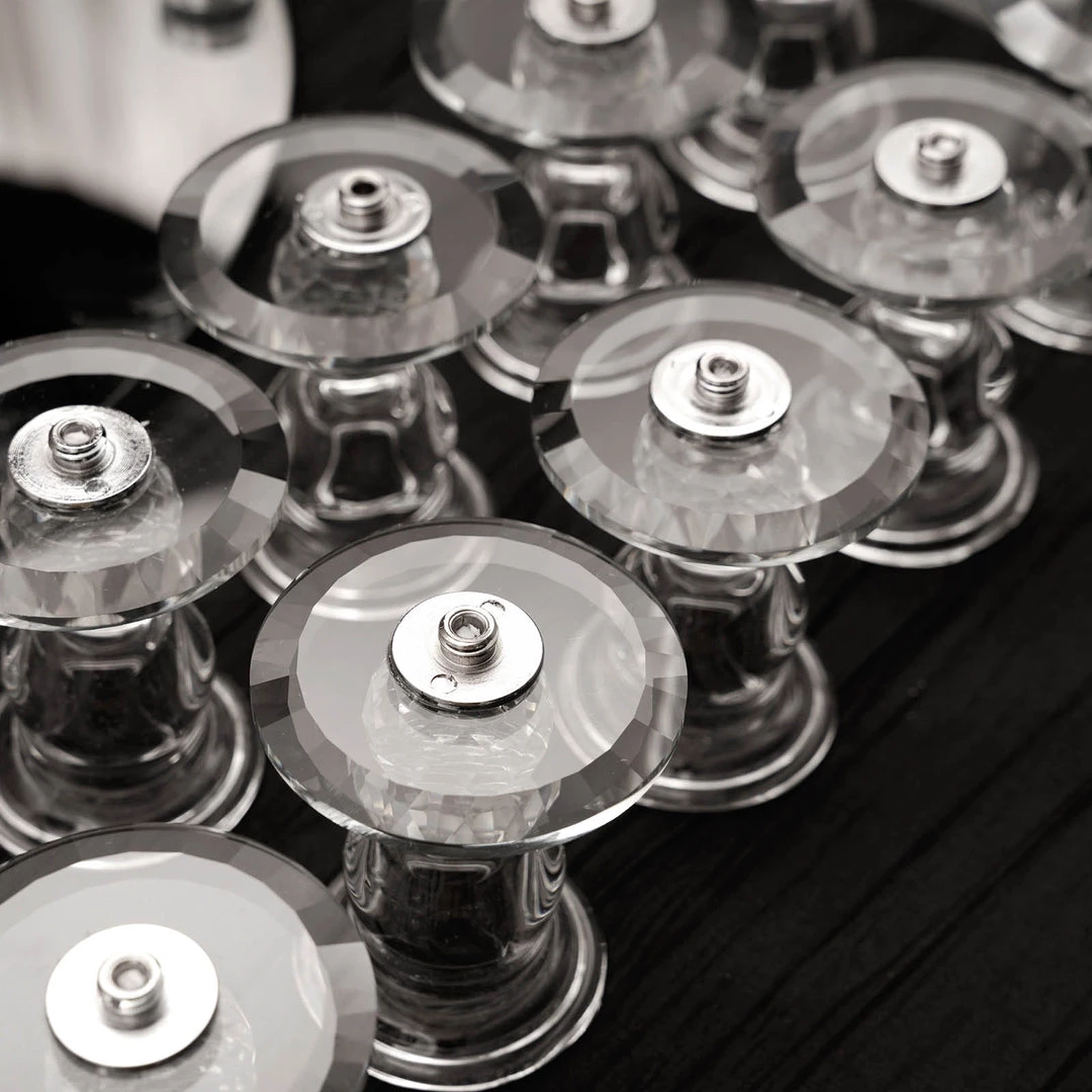 HIER_4340 47" Clear 10 Arm Crystal Cluster Round Taper Candelabra, Candle Holder For Votive, Pillar Or LED Candles With Mirror Base 11 HIER_4340 47" Clear 10 Arm Crystal Cluster Round Taper Candelabra, Candle Holder For Votive, Pillar Or LED Candles With Mirror Base