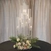 HIER_4340 47" Clear 10 Arm Crystal Cluster Round Taper Candelabra, Candle Holder For Votive, Pillar Or LED Candles With Mirror Base